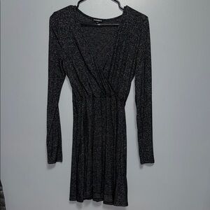 Express Gray Long Sleeve V-Neck Sheath Dress